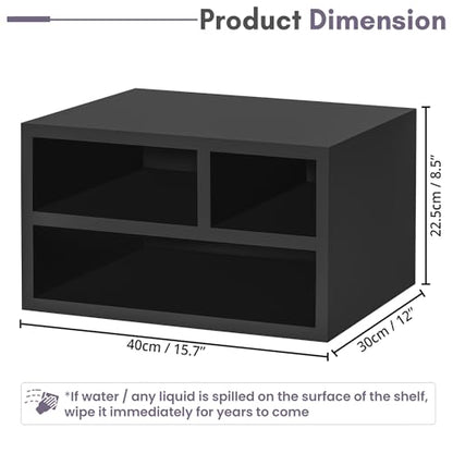 ABOUT SPACE DIY Desk Organizer - 2- Way Usage - Wood Desktop Storage Organizer Engineered Wood Printer Stand for Desk, Desktop Organizer for Home Office (Black - L 40 x B 30 x H 22.5 cm)