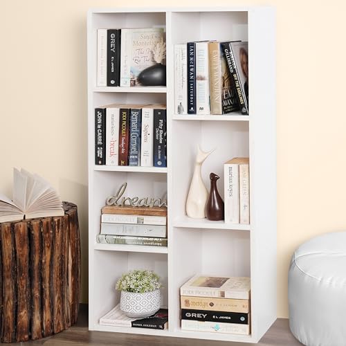ABOUT SPACE Book Shelf 7 Cubes Engineered Wood DIY Multipurpose Book Stand (White - L 49.5 x B 24 x H 110 cm)