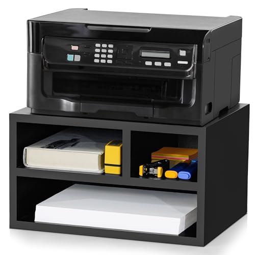 ABOUT SPACE DIY Desk Organizer - 2- Way Usage - Wood Desktop Storage Organizer Engineered Wood Printer Stand for Desk, Desktop Organizer for Home Office (Black - L 40 x B 30 x H 22.5 cm)