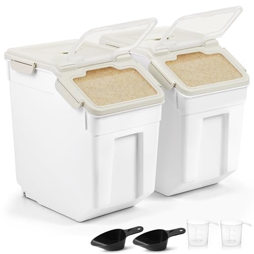 ABOUT SPACE 15-Kg Rice Container 2 Pcs Airtight Rice Storage Container with Measuring Cup & Rice Shovel