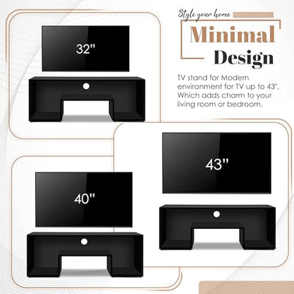 ABOUT SPACE TV Unit for Living Room - Engineered Wood DIY TV Stand Entertainment Unit with Wire Holes (Black - L 110 x B 41 x H 42 cm)