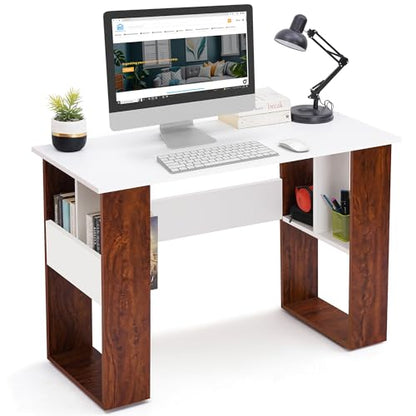 ABOUT SPACE Study Table for Students with Storage (Oak Red & White - L 105 x B 45 x H 75cm)