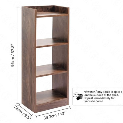 ABOUT SPACE Book Shelf for Home - 3 Tier Cube Book Shelves  (L 33 x B 24 x H 96cm - Walnut)