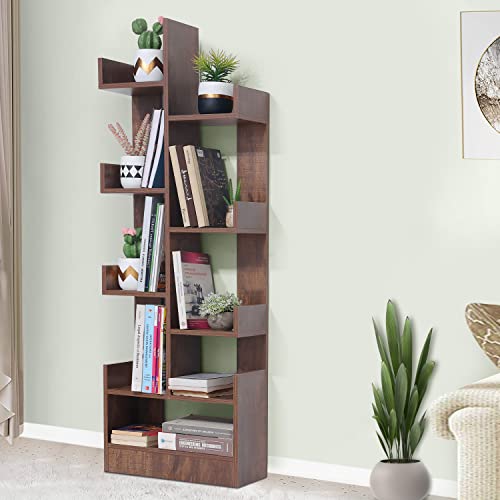 About Space Open Book Shelf DIY Book Storage Display Rack, Solid Finish Showcase Stand (Brown - L 47 x W 21 x H 141.2 cm)