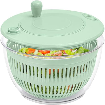B0DMFJRD11 ABOUT SPACE Salad Spinner, Vegetable Cleaner, Lettuce Strainer for Kitchen with Comfortable Handle, Drain Holes, Non-slip Base, Checkered Strainer Basket & BPA-Free Transparent Plastic Salad Bowl