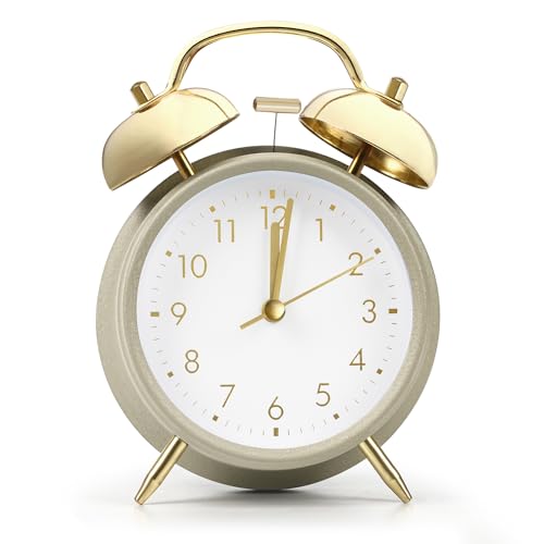 ABOUT SPACE Twin Bell Alarm Clock with Night Light - Beige (Battery not Included)