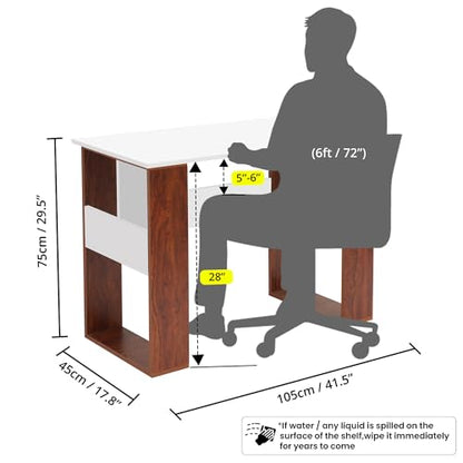 ABOUT SPACE Study Table for Students with Storage (Oak Red & White - L 105 x B 45 x H 75cm)