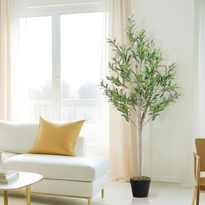 ABOUT SPACE 5 ft Artificial  Olive Tree Plant Decor with Pot & 928 Leave