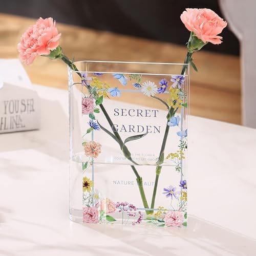 ABOUT SPACE Flower Vase - Book Vase for Living Room - Acrylic Vase for Water Plants - Transparent Vase for Home Decor - Windowsill, Table Top Decor for Home, Office, Restaurants