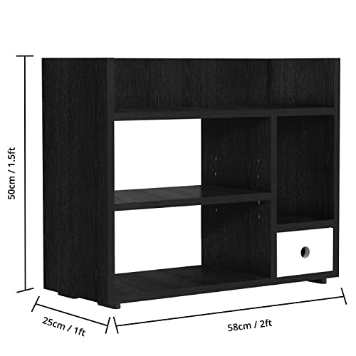 ABOUT SPACE Table Top Bookshelf - Countertop Bookcase with Drawer (Lemon Oak)