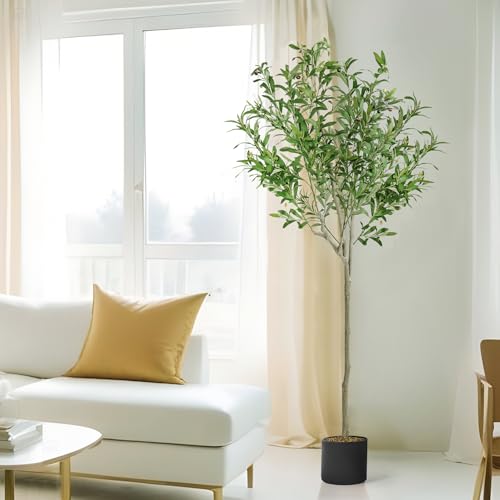 ABOUT SPACE 6 ft Artificial  Olive Tree Plant Decor  with Pot & 1018 Leaves