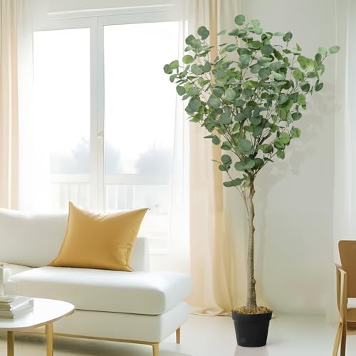 ABOUT SPACE 6 ft Artificial  Eucalyptus Tree Plant Decor  with Pot & 400 Leaves