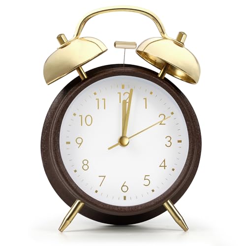 ABOUT SPACE Twin Bell Alarm Clock with Night Light - Brown (Battery not Included)