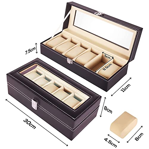 ABOUT SPACE Watch Box Organizer - 6 Slot Watch Storage Holder (Black)