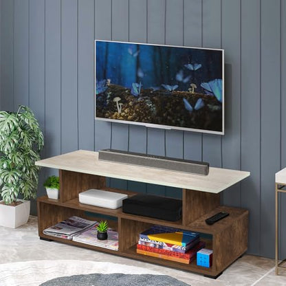 ABOUT SPACE TV Stand - Engineered Wood TV Showcase with Foot Pad - Walnut (L 101 x B 40.5 x H 41 cm)