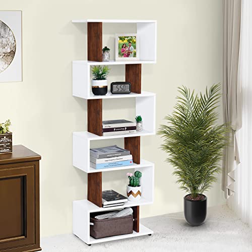 ABOUT SPACE Book Shelf - 5 ft 6 Tier Versatile Book Stand, S-Shaped