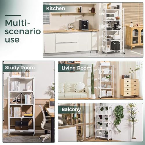 ABOUT SPACE Foldable Kitchen Storage Rack - 5 Tier (White- L 72 x B 34 x H 160 cm)