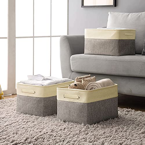 ABOUT SPACE Cupboard Organizer for Clothes - 3 Pack Wardrobe Storage Bins-(L 39 x B 27 x H 22.5 cm,Grey)