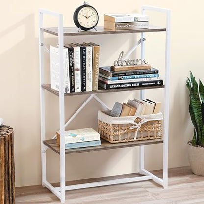 ABOUT SPACE 3-Tier Book Shelf (3.5 ft) - Multipurpose Wooden Utility Rack with Metal Adjustable Bush DIY Open Display Shelf Storage Organizer Stand (L 60 x B 30 x H 105 cm)