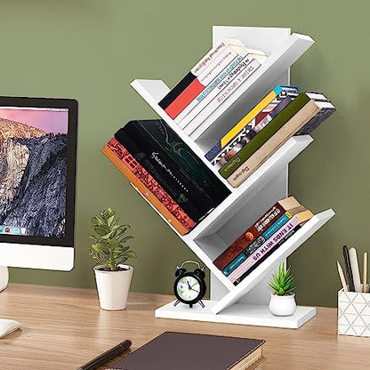 ABOUT SPACE Tree Book Shelf - 4 Tier Book Stand (L 30 x B 18 x H 63 cm - White)