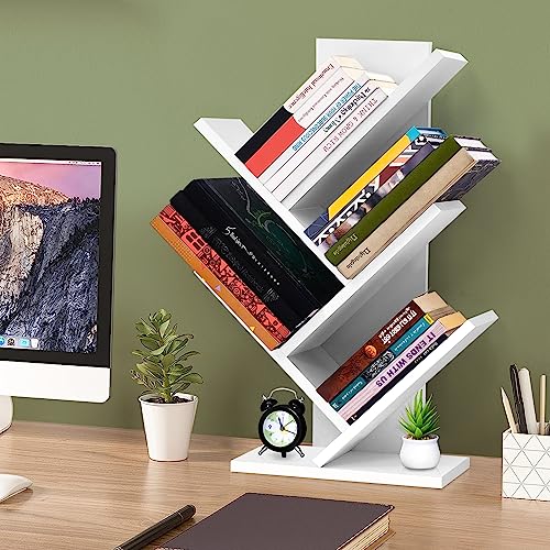 ABOUT SPACE Tree Book Shelf - 4 Tier Book Stand (L 30 x B 18 x H 63 cm - White)