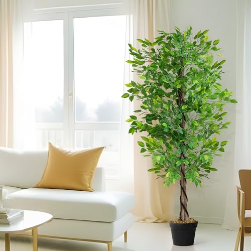 ABOUT SPACE 6 ft Artificial Ficus Tree Plant Decor  with Pot & 1008 Leaves