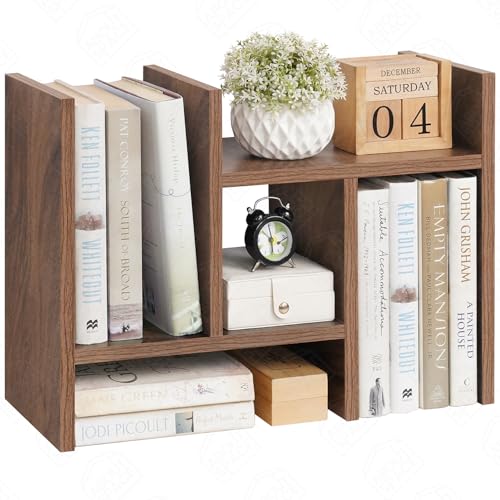 ABOUT SPACE DIY Desk Organizer - Desktop Storage Organizer Table Top Shelf - Engineered Wood Desk Organiser for Study Table Office Table Organiser for Home (L 64 x B 17 x H 35.5 cm) - Walnut