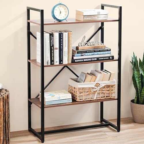 ABOUT SPACE 3-Tier Book Shelf (3.5 ft) - Multipurpose Wooden Utility Rack Metal Frame & Adjustable Bush (L 60 x B 30 x H 105 cm)