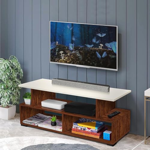 ABOUT SPACE TV Stand - Engineered Wood TV Showcase with Foot Pad - Oak Red(L 101 x B 40.5 x H 41 cm)