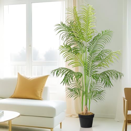 ABOUT SPACE 6 ft Artificial Palm Tree Plant Decor  with Pot & 15 Leaves
