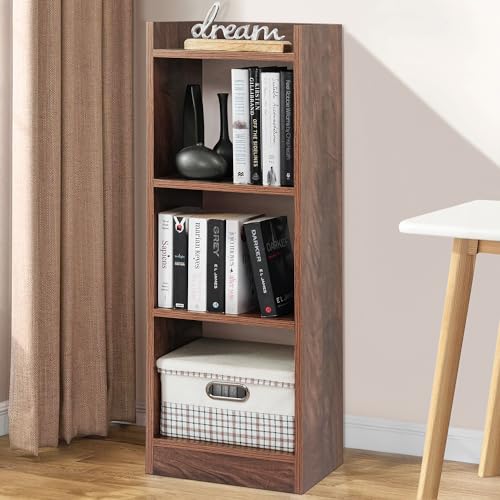 ABOUT SPACE Book Shelf for Home - 3 Tier Cube Book Shelves  (L 33 x B 24 x H 96cm - Walnut)