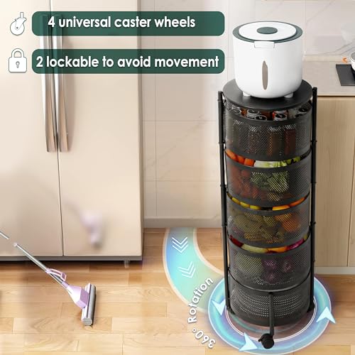 ABOUT SPACE 5 Tier Round Multi-Purpose Kitchen Trolley Storage Organizer with Wheels