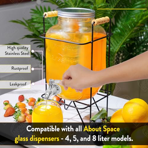 ABOUT SPACE Water Dispenser Tap - 304 Stainless Steel Food Grade Replacement Tap - Leak Proof Faucet Tap for Beverage Dispenser - Steel Tap for Glass Pitcher