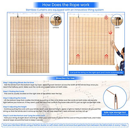 ABOUT SPACE Bamboo Curtains - (Beige, W 5 ft x H 6 ft)
