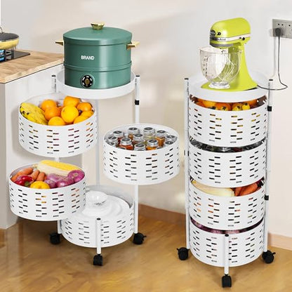 ABOUT SPACE 5 Tier Round Multi-Purpose Kitchen Trolley Storage Organizer with Wheels
