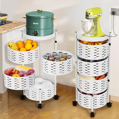 ABOUT SPACE 5 Tier Round Multi-Purpose Kitchen Trolley Storage Organizer with Wheels
