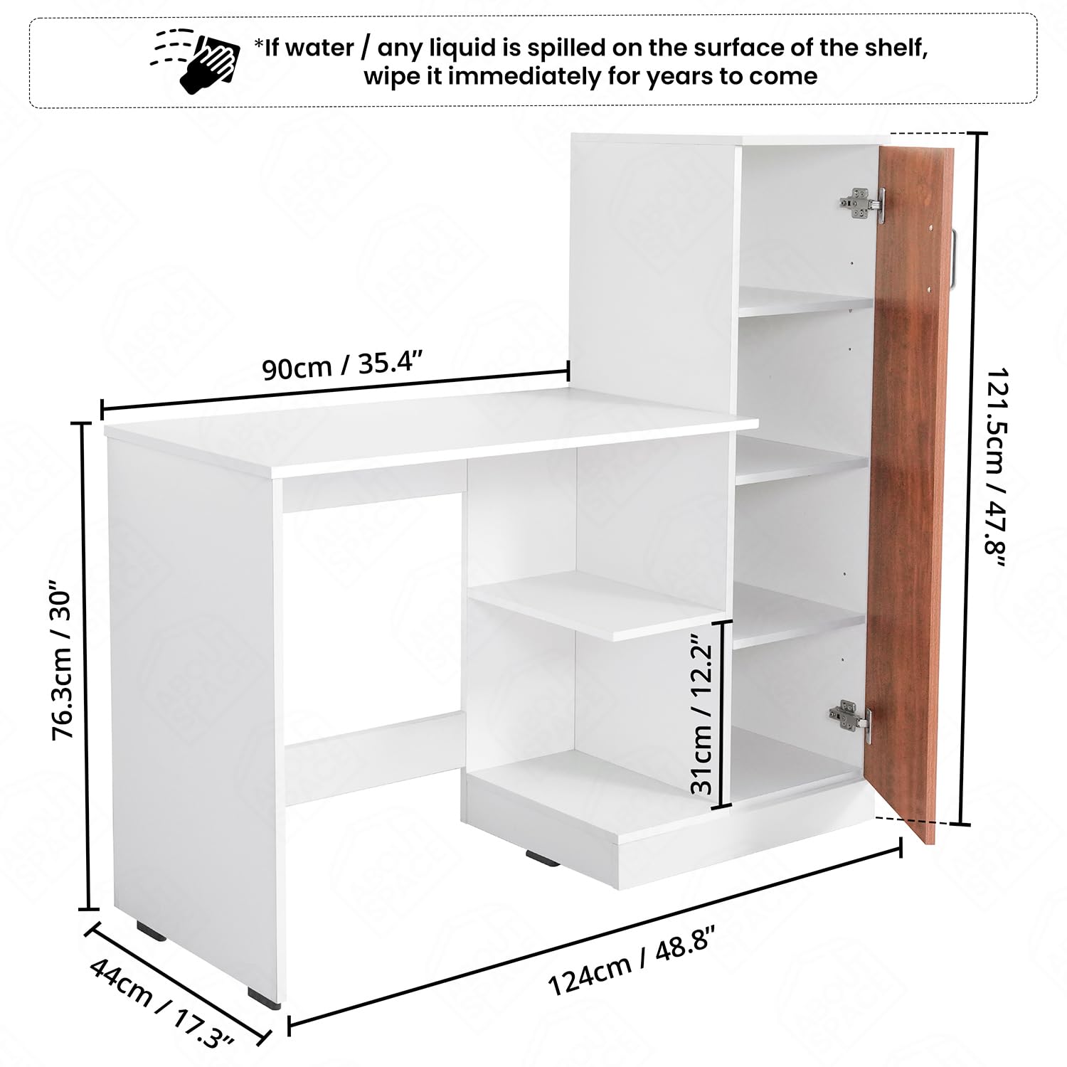 ABOUT SPACE Study Table with Cabinet - Computer Table with Bottom Stor ...