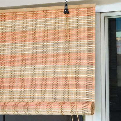 ABOUT SPACE Bamboo Curtains 1 Pc - (Pink & Beige,W 4 ft x H 6 ft)