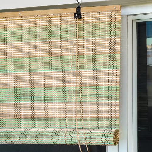 ABOUT SPACE Bamboo Curtains 1 Pc - (Green & Beige,W 5 ft x H 6 ft)