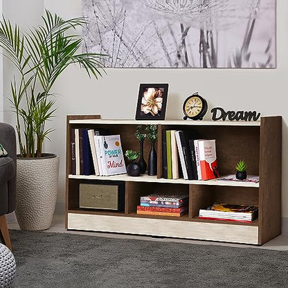ABOUT SPACE Book Shelf - 5 Compartment Engineered Wood Versatile Book Stand (Walnut - L 110 x B 30.5 x H 62.5 cm)