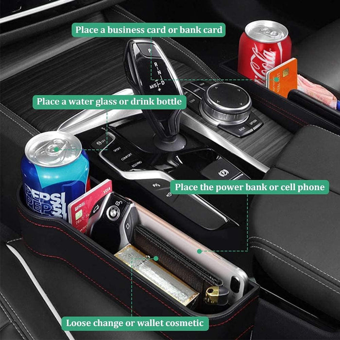 ABOUT SPACE Car Side Gap Organizer - Car Accessories Interior with Mobile Holder, Bottle (L 27 x B 8 x H 14 cm) - Pack of 2 (Car Side Gap Organizer