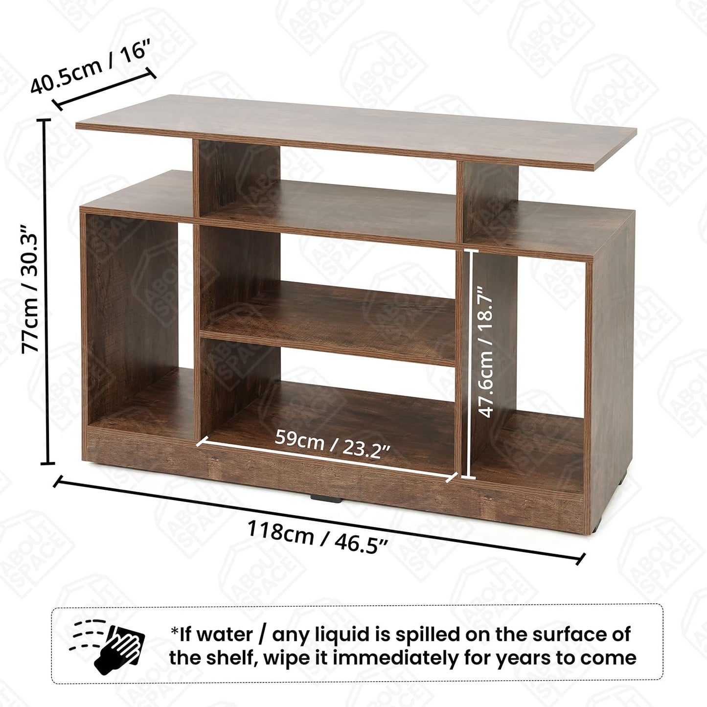 ABOUT SPACE TV Stand - Engineered Wood TV Entertainment Unit and Shelf Storage for Set Top Box,Home Theatre,Books for Living Room - TV Unit, Storage Rack - Dual Tone Brown (L 118 x B 40 x H 77cm)