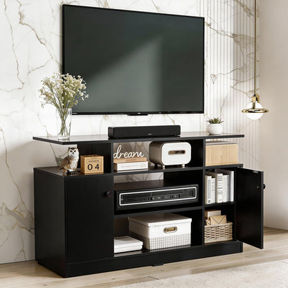 ABOUT SPACE TV Unit - Engineered Wooden TV Stand with Adjustable Shelf Storage Cabinet with Door for Console, Home Theatre, Books for Living Room - DIY Entertainment Unit for 32-50 Inch - Black