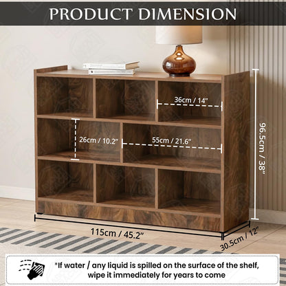 ABOUT SPACE Book Shelf - Engineered Wood DIY Book Rack with Bushes Multipurpose Book Stand for Home Library Open Storage for Bedroom, Living Room Sap Walnut