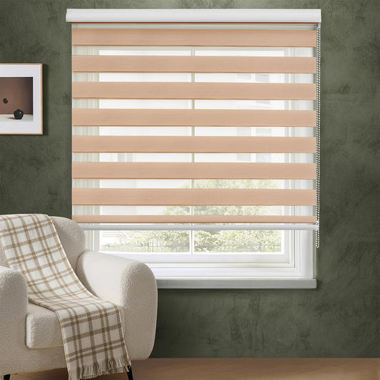 ABOUT SPACE Window Blinds - 3 x 7 ft Zebra Roller Blinds for Windows for Light Filtering, Privacy, UV Protection Corded Roll Up Curtain Window Shades for Home, Office, Living Room Kitchen