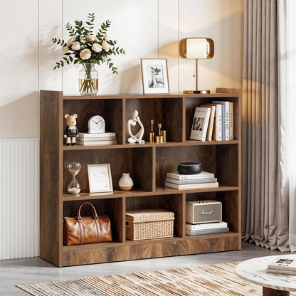 ABOUT SPACE Book Shelf - Engineered Wood DIY Book Rack with Bushes Multipurpose Book Stand for Home Library Open Storage for Bedroom, Living Room Sap Walnut