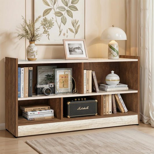 ABOUT SPACE Book Shelf - 5 Compartment Engineered Wood DIY Versatile Book Stand for Home Library, Office Modern Slim Open Display Rack for Bedroom, Living Room (Walnut - L 110 x B 30.5 x H 62.5 cm)