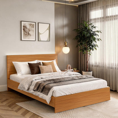 ABOUT SPACE Bed - (80 x 62 inches) Queen Size Bed with Storage Box & Headboard| Engineered Wooden Bed Frame with Airflow Design, MDF Base Panel| 1-Year Warranty Cot for Bedroom - Brazilian Teak