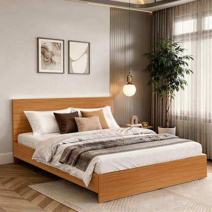 ABOUT SPACE Bed - (80 x 74 inches) King Size Bed with Storage Box & Headboard| Engineered Wooden Bed Frame with Airflow Design, MDF Base Panel| 1-Year Warranty Cot for Bedroom - Brazilian Teak