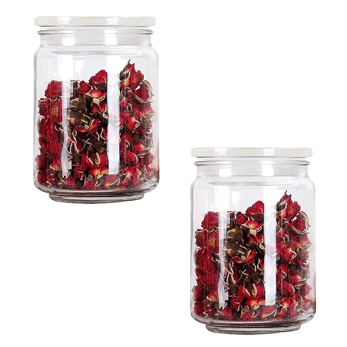 ABOUT SPACE Kitchen Containers Set - 500 ml Transparent Kitchen Storage with Airtight Moistureproof Lid Jars for Kitchen, Pantry Cereals, Tea, Coffee, Snacks, Jam - Medium (Pack of 2 - 9 cm L x 14.5 cm H)